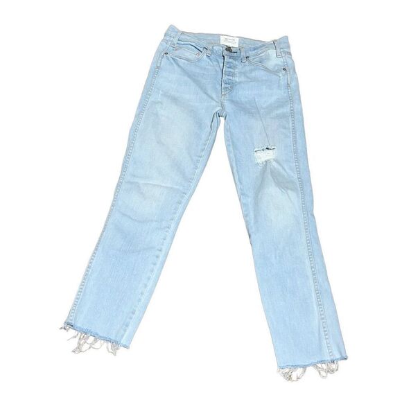 MCGUIRE Denim Anthropologie Distressed Midrise Cropped Button fly Size 26 - Picture 1 of 4